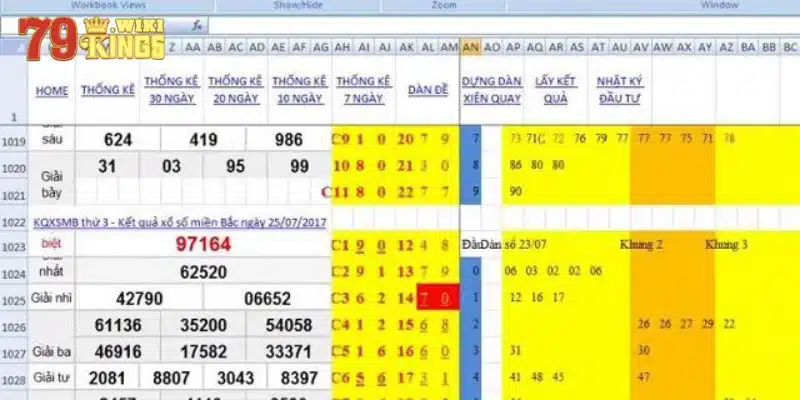 Thống kê lô đề trên Excel chi tiết